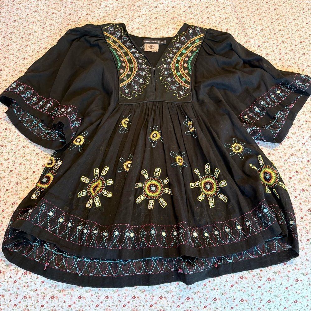 Antik Batik blouse with Vibrant Embroidery